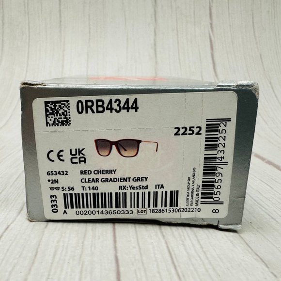 RAY-BAN RB 4344 6534/32 RED GRAY GRADIENT AUTHENTIC FRAME SUNGLASSES 56-19 main image 4